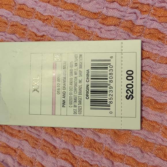 A NEW DAY WOMEN'S ONE SHOULDER SUMMER TOP. ORANGE AND PINK STRIPE . XXL/ NWT - Picture 5 of 5